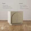 Nathan James Iris Mid Century Modern Arched Curio Cabinet with Beige Linen Finish, Wooden Storage Cabinet with Doors