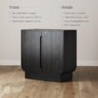 Nathan James Joey Mid Century Modern Storage Cabinet, Arched Accent Cabinet with Rounded Bottom Edges and Integrated Door Pull Cutouts, Black Oak