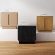 Nathan James Joey Mid Century Modern Storage Cabinet, Arched Accent Cabinet with Rounded Bottom Edges and Integrated Door Pull Cutouts, Black Oak