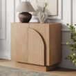 Nathan James Iris Mid-Century Modern Credenza, Brown Sideboard Buffet, Living Room Wood Storage Cabinet with Arched Cabinet Doors, Raw Oak