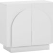 Nathan James Iris Mid-Century Modern White Wood Credenza with Arched Cabinet Doors for Living Room