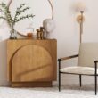 Nathan James Iris Mid-Century Modern Wood Sideboard Storage Accent Cabinet, with Arched Doors and Adjustable Shelves for Kitchen or Living Room