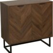 Nathan James Enloe Modern Sideboard Buffet Storage Accent Cabinet with Doors in a Rustic Walnut Finish and Black Matte Metal Base for Hallway, Entryway, Kitchen or Living Room, Walnut/Black