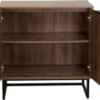 Nathan James Enloe Modern Sideboard Buffet Storage Accent Cabinet with Doors in a Rustic Walnut Finish and Black Matte Metal Base for Hallway, Entryway, Kitchen or Living Room, Walnut/Black