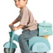 Tender Leaf Toys - Delivery Scooter - Wooden Ride-On Toy for Toddlers with Rubber Trimmed Wheels - Role-Play Scooter with Canvas Bag - Develop Social, Language and Gross Motor Skills - Age 2+