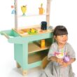 Tender Leaf Toys - Drinks Trolley - Colorful Wooden Mocktail Bar Play Set on Wheels - Interactive Stand with 27 Accessories for Boys and Girls - Encourages Imaginative Play and Social Skills - Age 3+