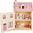 Tender Leaf Toys - Foxtail Villa - Beautiful Mid-Sized Wooden Town-Style Doll House with Starter Furniture Set - Miniature Play - Encourages Role-Play and Story Invention in Boys and Girls - Age 3+