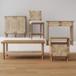 Nathan James Beacon Bohemian Boucle Bar Stool, Upholstered Counter Height Chair with Solid Wood Frame and Woven Seagrass Back for Kitchen Island, Light Brown/Seagrass/Cream Boucle