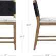 Nathan James Beacon Bohemian Boucle Bar Stool, Upholstered Bar Stool or Island Chairs for Kitchen, Seagrass Counter Height Stool with Back and Solid Wood Legs, Cream Boucle/Gray