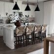 Nathan James Beacon Bohemian Boucle Bar Stool, Upholstered Bar Stool or Island Chairs for Kitchen, Seagrass Counter Height Stool with Back and Solid Wood Legs, Cream Boucle/Dark Brown