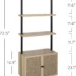 Nathan James Theo Ladder 3 tier Open Bookshelf with Rattan Drawers and Matte Steel Frame, Light Oak/Black