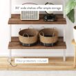 Nathan James Theo 6-Shelf Tall Bookcase, Wall Mount Bookshelf with Natural Wood Finish and Industrial Metal Frame, Rustic Oak/White