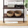 Nathan James Theo 6-Shelf Tall Bookcase, Wall Mount Bookshelf with Natural Wood Finish and Industrial Metal Frame, Nutmeg/Matte Black