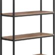 Nathan James Haven Etagere Bookshelf, 5-Shelf Bookcase in Oak Wood and Black Metal Frame with Arch Top and Open Shelves, Oak/Black