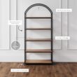 Nathan James Haven Etagere Bookshelf, 5-Shelf Bookcase in Oak Wood and Black Metal Frame with Arch Top and Open Shelves, Oak/Black