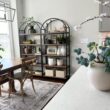 Nathan James Haven Etagere Bookshelf, 5-Shelf Bookcase in Oak Wood and Black Metal Frame with Arch Top and Open Shelves, Oak/Black