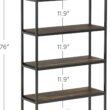 Nathan James Haven Etagere Bookshelf, 5-Shelf Bookcase in Nutmeg Wood and Black Metal Frame with Arch Top and Open Shelves, Nutmeg/Black