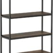 Nathan James Haven Etagere Bookshelf, 5-Shelf Bookcase in Nutmeg Wood and Black Metal Frame with Arch Top and Open Shelves, Nutmeg/Black