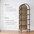 Nathan James Amara Bohemian 5-Shelf Etagere Bookcase, Rattan Open Bookshelf with Arch Top, Light Oak/Matte Black