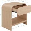 Nathan Jamea Iris Mid-Century Modern Nightstand with Drawer, End Table with Storage for Bedroom or Living Room with Rounded Silhouette, Light Oak