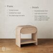 Nathan Jamea Iris Mid-Century Modern Nightstand with Drawer, End Table with Storage for Bedroom or Living Room with Rounded Silhouette, Light Oak
