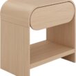 Nathan Jamea Iris Mid-Century Modern Nightstand with Drawer, End Table with Storage for Bedroom or Living Room with Rounded Silhouette, Light Oak