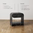 Nathan James Iris Mid-Century Modern Nightstand with Drawer, End Table with Storage for Bedroom or Living Room with Rounded Silhouette, Black Oak