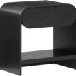 Nathan James Iris Mid-Century Modern Nightstand with Drawer, End Table with Storage for Bedroom or Living Room with Rounded Silhouette, Black Oak