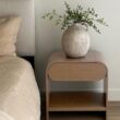 Nathan James Iris Mid-Century Modern Nightstand with Drawer, Wooden Bedside Table for Bedroom or Living Room with Rounded Silhouette