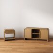 Nathan James Iris Mid-Century Modern Nightstand with Drawer, Wooden Bedside Table for Bedroom or Living Room with Rounded Silhouette