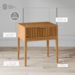 Nathan James Jasper Mid-Century Modern Nighstand, Side Table with Storage and Fluted Drawer Doors with Brass Handles, Natural Brown