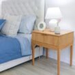 Nathan James Jasper Mid-Century Modern Nighstand, Side Table with Storage and Fluted Drawer Doors with Brass Handles, Natural Brown