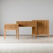 Nathan James Jasper Mid-Century Modern Nighstand, Side Table with Storage and Fluted Drawer Doors with Brass Handles, Natural Brown