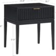Nathan James Jasper Boho Side Table, Solid Wood Bedroom Nightstand or Bedside Table with Drawer with Fluted Doors and Brass Handles, Black