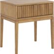 Nathan James Boho Jasper Wood Nightstand with Drawer, Fluted Side Table or End Table with Storage, Light Brown