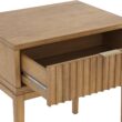 Nathan James Boho Jasper Wood Nightstand with Drawer, Fluted Side Table or End Table with Storage, Light Brown