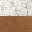 Nathan James Mid-Century Rectangle Accent Side or End Table Walnut Finish Wood and Faux Marble Top with Storage Nightstand, Frame, White/Brown