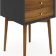 Nathan James Harper Modern Nightstand Side Accent or End Table with Storage Drawer, 1, Black/Brown
