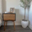 Nathan James Harper Modern Nightstand Side Accent or End Table with Storage Drawer, 1, Black/Brown