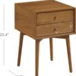 Nathan James 32704 Harper Mid-Century Oak Wood Nightstand with 2-Drawers, Small Side End Table with Storage, Brown