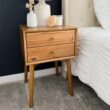 Nathan James 32704 Harper Mid-Century Oak Wood Nightstand with 2-Drawers, Small Side End Table with Storage, Brown