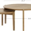 Nathan James Kendall Round Modern Nesting Coffee Set of 2, Stacking Living Room Accent Tables, Light Brown