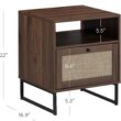 Nathan James Mina Boho Nightstand, Small Nightstand, Rattan End Table with Storage, Walnut Side Table with Rattan Accent