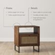 Nathan James Mina Boho Nightstand, Small Nightstand, Rattan End Table with Storage, Walnut Side Table with Rattan Accent