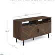 Nathan James Izsak Wood Media Console, TV Stand, Entertainment Cabinet with Herringbone Doors and Cubby Storage in a Rustic Dark Finish for Living, Dining Room or Entryway, Walnut Brown/Black
