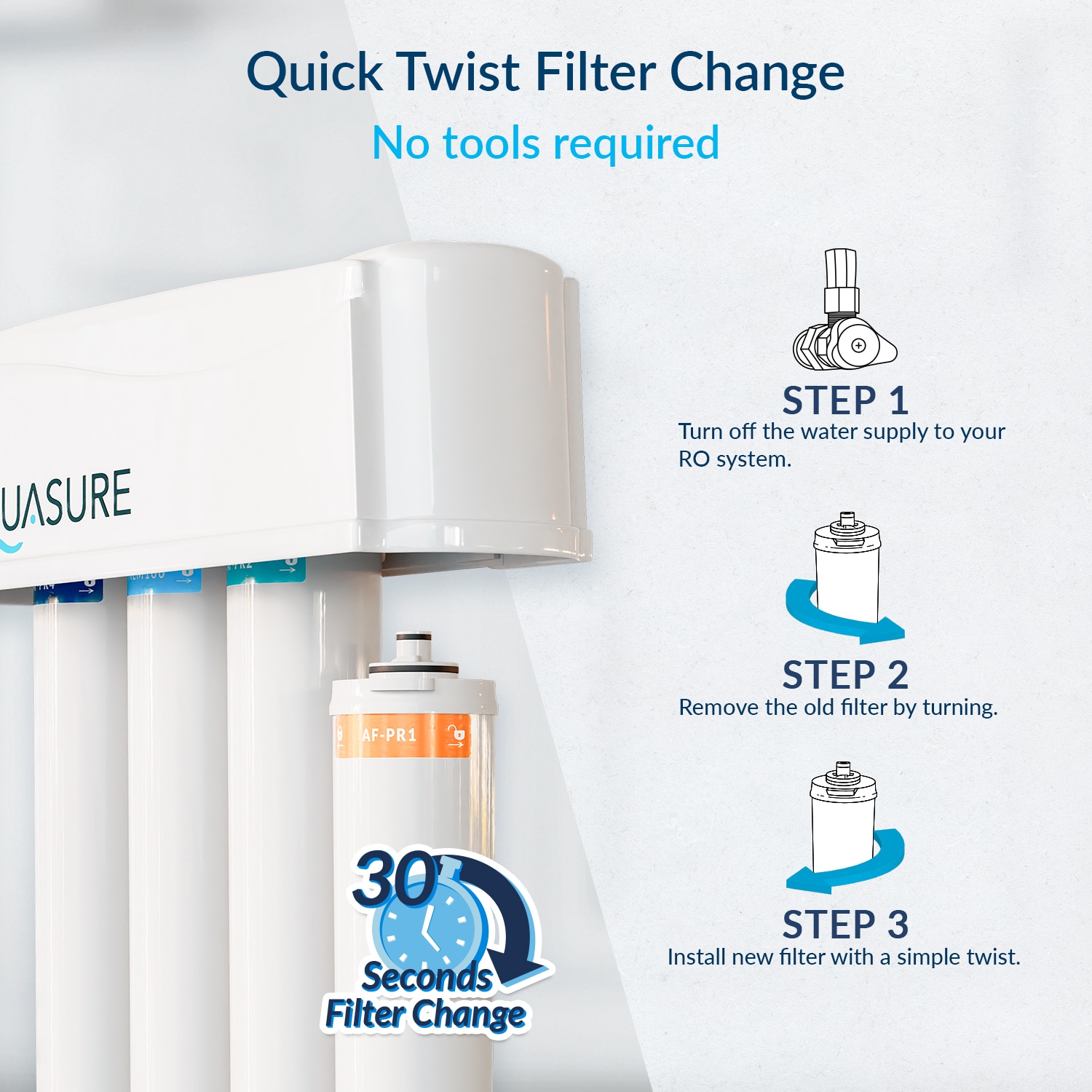 AQUASURE Premier 4-stage Membrane Reverse Osmosis Filtration Under Sink Water Filtration System with Chrome Faucet AQUASURE Premier 4-stage Membrane Reverse Osmosis Filtration Under Sink Water Filtration System with Chrome Faucet