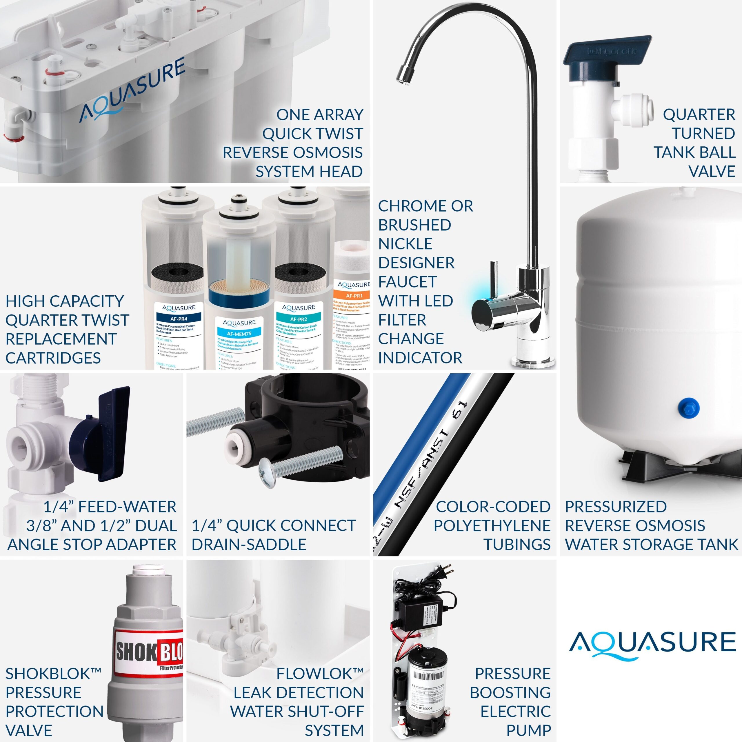 AQUASURE Premier 4-stage Membrane Reverse Osmosis Filtration Under Sink Water Filtration System with Chrome Faucet AQUASURE Premier 4-stage Membrane Reverse Osmosis Filtration Under Sink Water Filtration System with Chrome Faucet