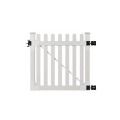 WamBam Fence Traditional Classic Picket Fence Gate 4-ft H x 4-ft W White Vinyl Picket Fence gate (Unassembled)