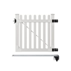 WamBam Fence Premium 4-ft H x 4-ft W Picket Vinyl Picket Fence gate No Dig (Unassembled)