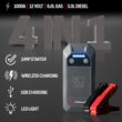 Schumacher Electric 12V Lithium Jump Starter & Power Pack - Portable 1000A Battery Jumper with 10W Wireless Charging, USBA/USBC Fast Charging & Multi-Mode LED Flashlight - 4-in-1 SL1672
